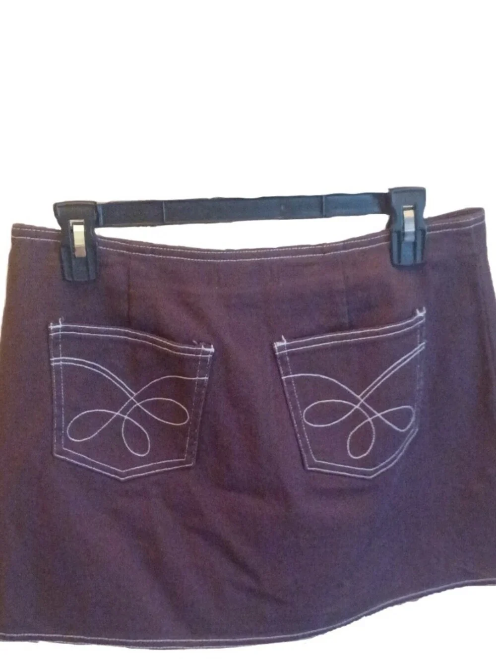 Gianni Bini Brown Button-Front Mini Skirt with White Stitching